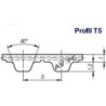 Courroie dentée ouverte T5 largeur.10mm